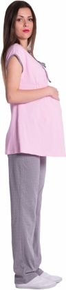 Be MaaMaa Těhotenské,kojící pyžamo - růžovo/šedé, vel. M - obrázek 1