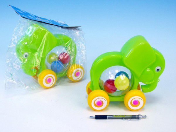 Směr Slon s míčky tahací plast 20x18x9,5 cm Modrá - obrázek 1