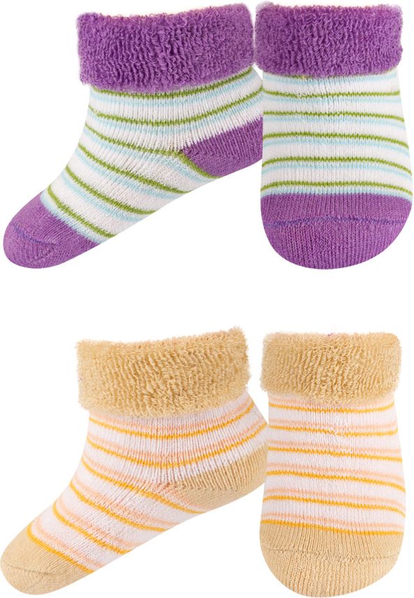 SOXO Kojenecké froté ponožky 2páry fialové - obrázek 1