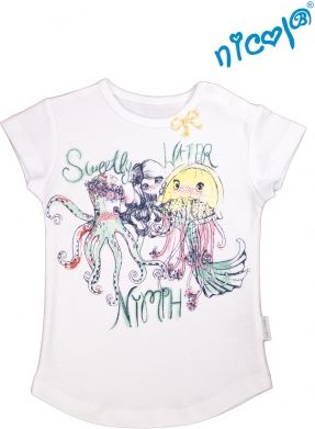 Kojeneké bavlněné tričko Nicol, Mořská víla - krátký rukáv, bílé, vel. 92 - obrázek 1