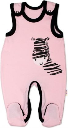 Kojenecké bavlněné dupačky Baby Nellys, Zebra - růžové, vel. 62 - obrázek 1