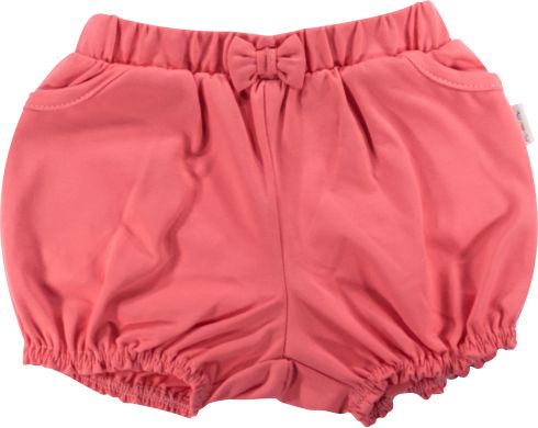 Kojenecké bavlněné kalhotky, kraťásky s mašlí Mamatti Baletka - korálové, vel. 86 - obrázek 1