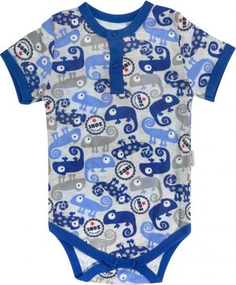Dětské body/polo Mamatti krátký rukáv Chameleon - modrá/šedá, vel. 98 - obrázek 1