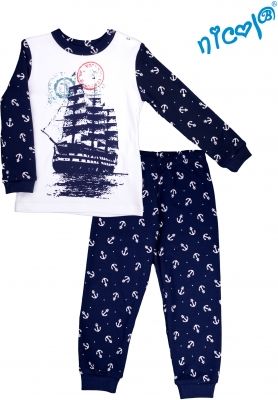 Dětské pyžamo Nicol, Sailor - bílé/tm. modré, vel. 98 - obrázek 1