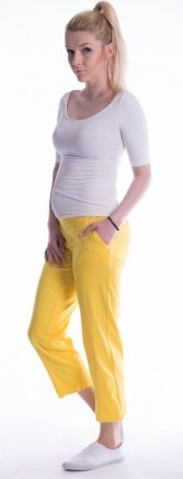 Be MaaMaa Těhotenské 7/8 bederní kalhoty - žluté, vel. L - obrázek 1