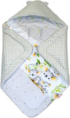 Oteplená zavinovací deka s kapucí minky,Baby Nellys - Medvídek Koala - šedá - obrázek 1