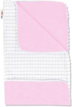 Baby Nellys Luxusní bavlněná dečka s minky 75x75cm, bílá/růžová - obrázek 1