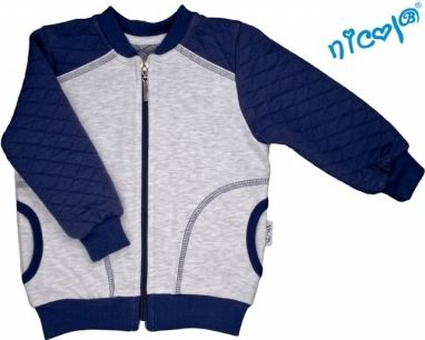 Kojenecká mikina Nicol, Car - šedo/granátová na zip, Velikost koj. oblečení 62 (2-3m) - obrázek 1