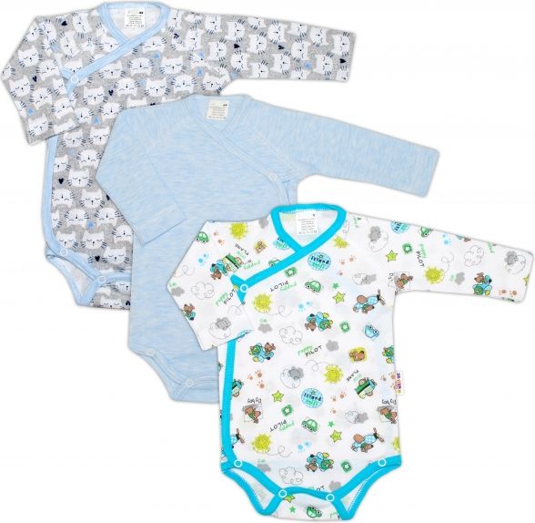 Baby Nellys Kojenecká chlapecká sada body zapínání bokem Baby Nellys ® - 3 ks, vel. 68 68 (4-6m) - obrázek 1