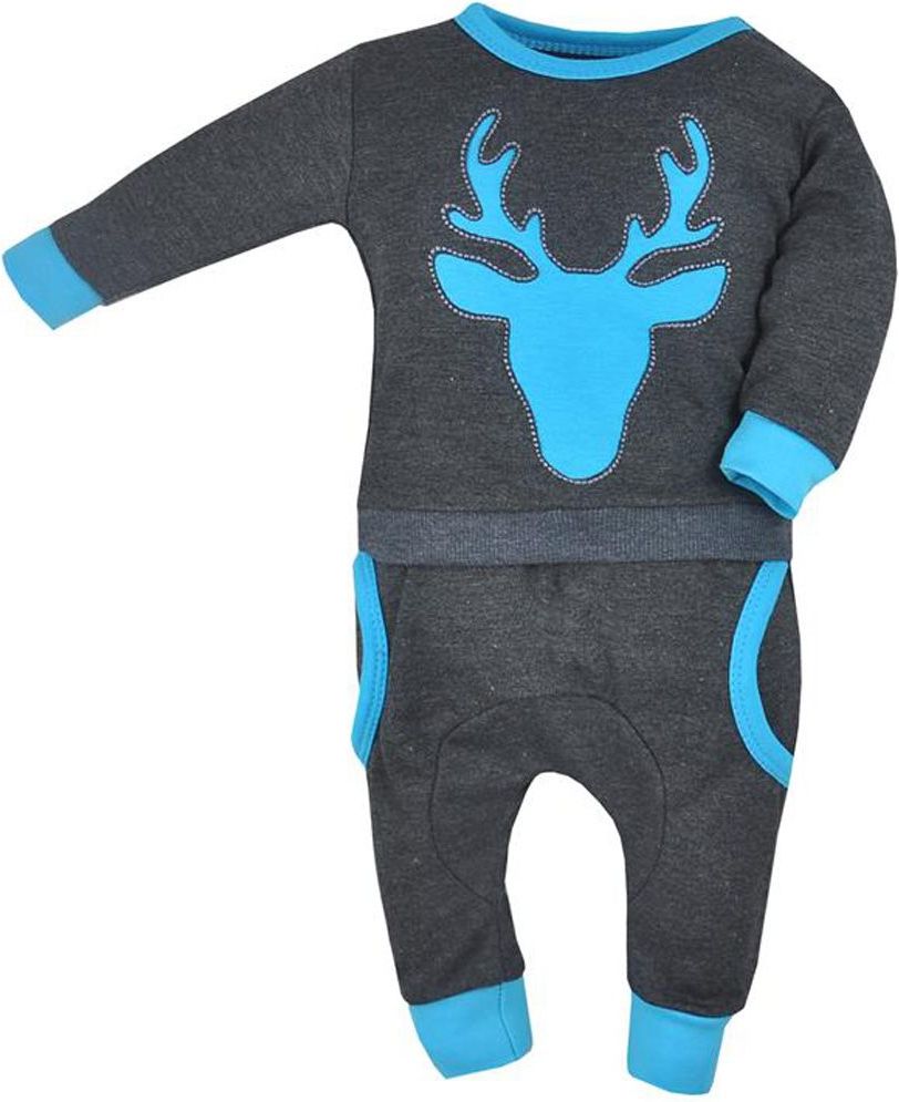 Kojenecké tepláčky a mikinka Koala Deer šedo-tyrkysové 80 (9-12m) - obrázek 1