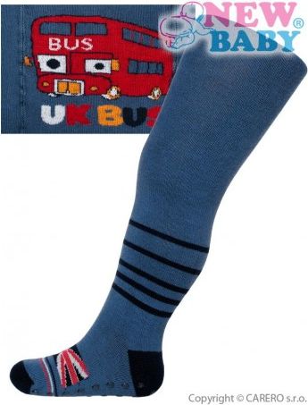 Bavlněné punčocháčky New Baby s ABS tmavě modré UK bus, Modrá, 68 (4-6m) - obrázek 1