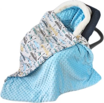 Baby Nellys Bavlněná oboustranná dečka 3v1 s minky a kožešinkou, 90x90 cm, autíčka - obrázek 1