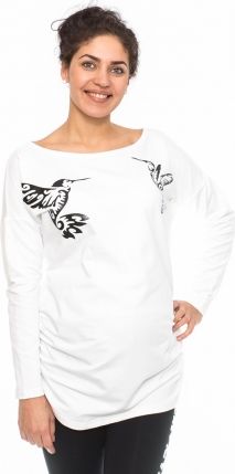 Be MaaMaa Těhotenské triko, mikina Kolibri - bílé, vel. XL - obrázek 1