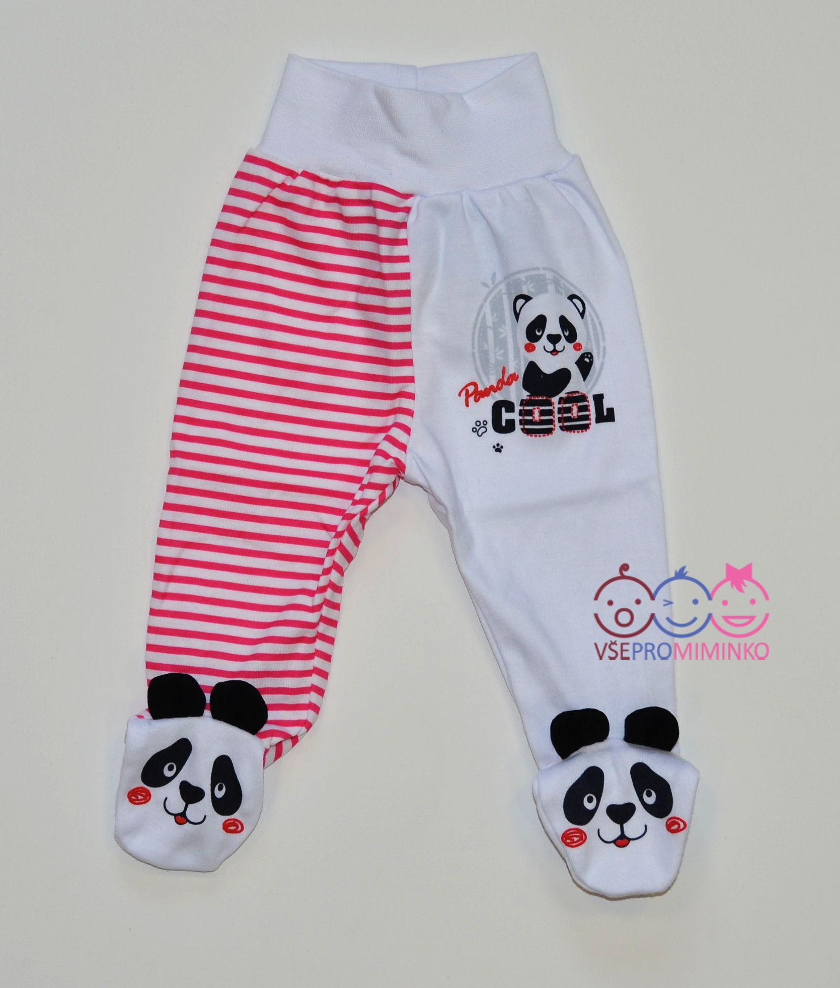 Kojenecké polodupačky, New Baby, bílojahodové panda velikost 56 - obrázek 1