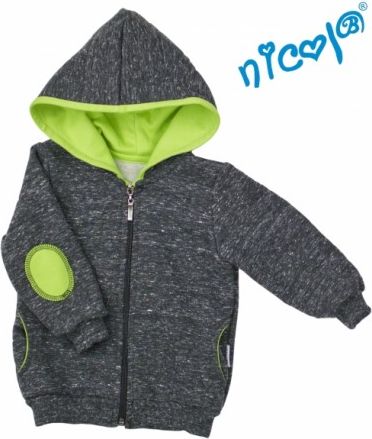 Mikina s kapucí Nicol, zapínání na zip, Boy - grafit/zelená, Velikost koj. oblečení 104 - obrázek 1