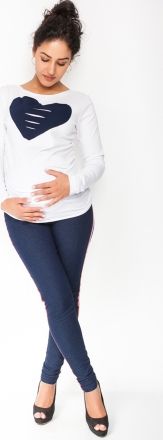 Be MaaMaa Těhotenské kalhoty/jeans s lampasem Tommy - granátové, vel. S - obrázek 1