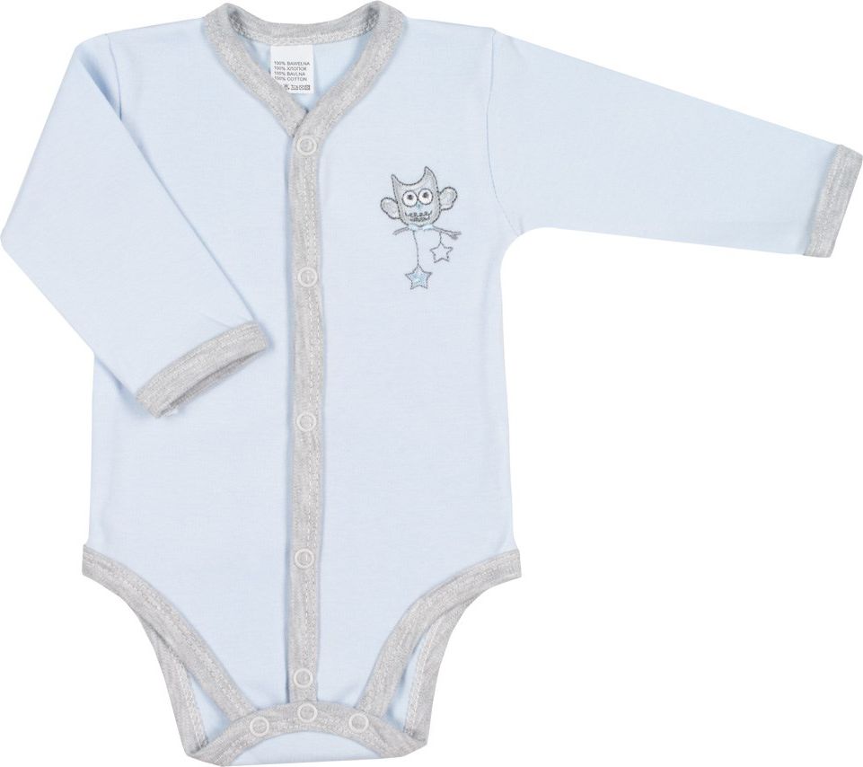 Kojenecké celorozepínací body New Baby Owl modré 50 - obrázek 1