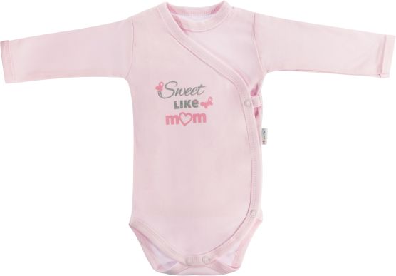 Body Motýlek srdíčko - dl. rukáv - zapínání bokem - růžové, Sweet like mum, vel. 62 - obrázek 1