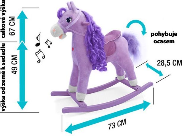 Houpací koník s melodií Milly Mally Princess pink - obrázek 3
