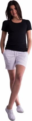 Be MaaMaa Těhotenské kraťasy s elastickým pásem - bílé - obrázek 1