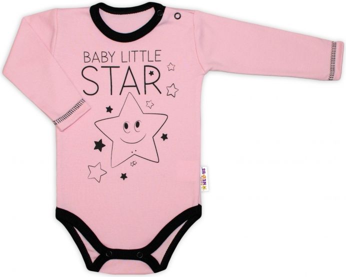 Baby Nellys Baby Nellys Body dlouhý rukáv, růžové, Baby Little Star, vel. 62 62 (3-6m) - obrázek 1
