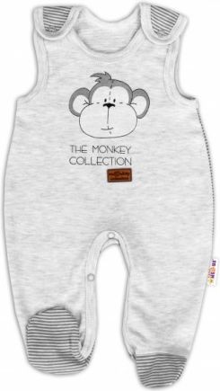 Kojenecké bavlněné dupačky Baby Nellys Monkey - sv. šedý melírek, Velikost koj. oblečení 56 (1-2m) - obrázek 1