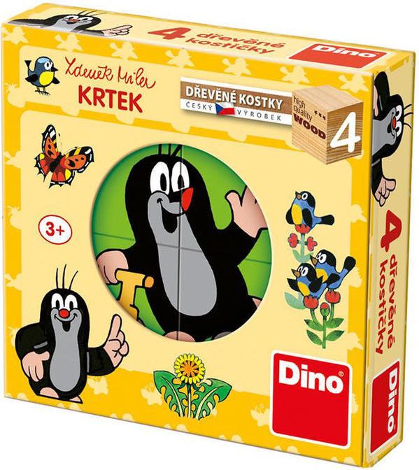 Dino Dino KRTEČEK 4 Dřevěné kostky - obrázek 1