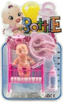 Teddies Miminko s postýlkou a doplňky plast na kartě 22x35x6cm - obrázek 1