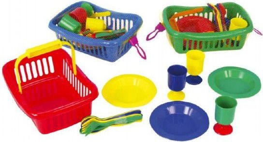 Teddies Nádobí v košíku plast 23cm - obrázek 1