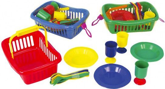 Teddies Nádobí v košíku plast 23cm - obrázek 2