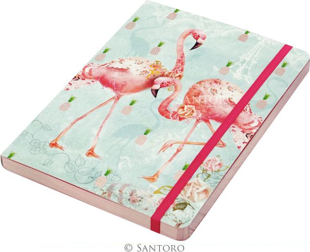 Santoro tyrkysová linkovaný zápisník Flamingos - obrázek 1