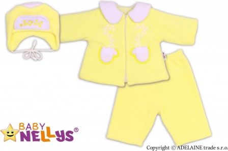 Kabátek, čepička a kalhoty Baby Nellys ® - krémově žlutá, Velikost koj. oblečení 68 (4-6m) - obrázek 1