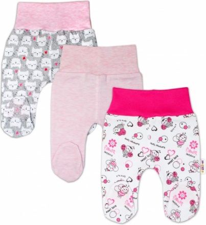 Kojenecká dívčí sada polodupaček Baby Nellys ® - 3 ks, Velikost koj. oblečení 68 (4-6m) - obrázek 1
