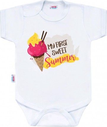 Body s potiskem New Baby MY FIRST SWEET Summer růžové, Růžová, 80 (9-12m) - obrázek 1