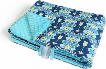 2-dílná sada do kočárku klasik s minky - geometrie, minky sv. modrá - obrázek 1