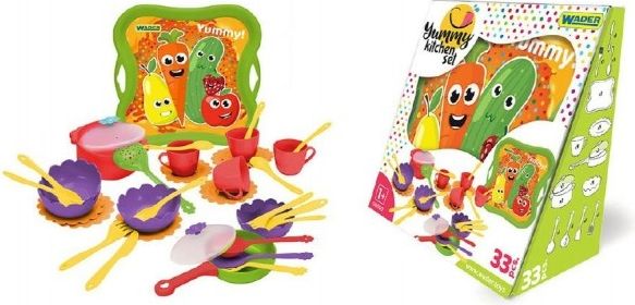 Teddies Sada nádobí s podnosem 33ks plast v krabici 30x29x15cm - obrázek 1