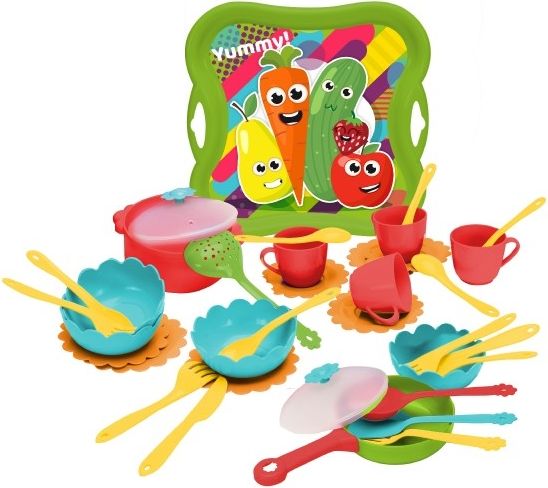 Teddies Sada nádobí s podnosem 33ks plast v krabici 30x29x15cm - obrázek 3
