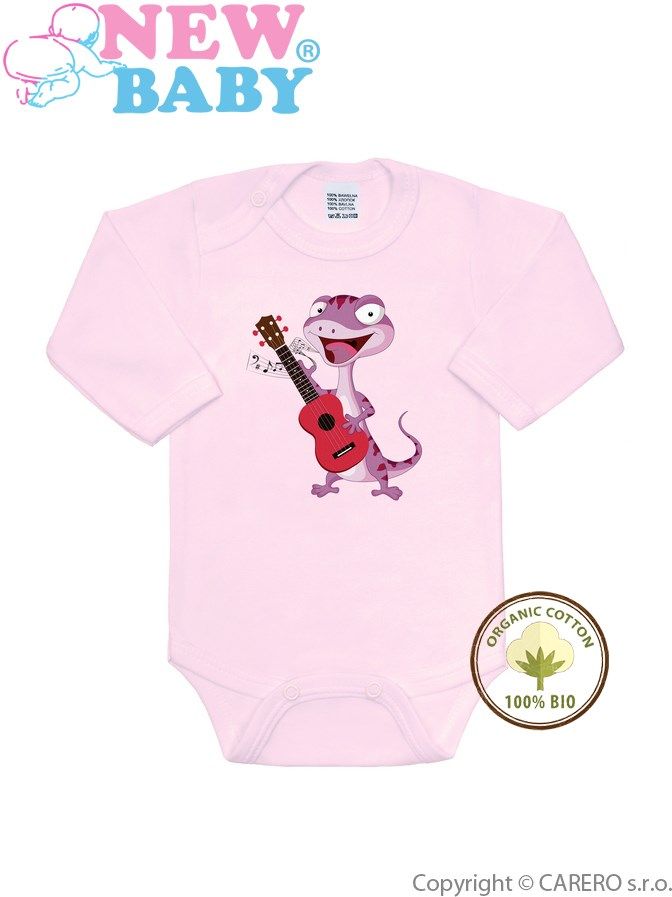BIO body s dlouhým rukávem New Baby Ještěrka růžové Růžová 80 (9-12m) - obrázek 1