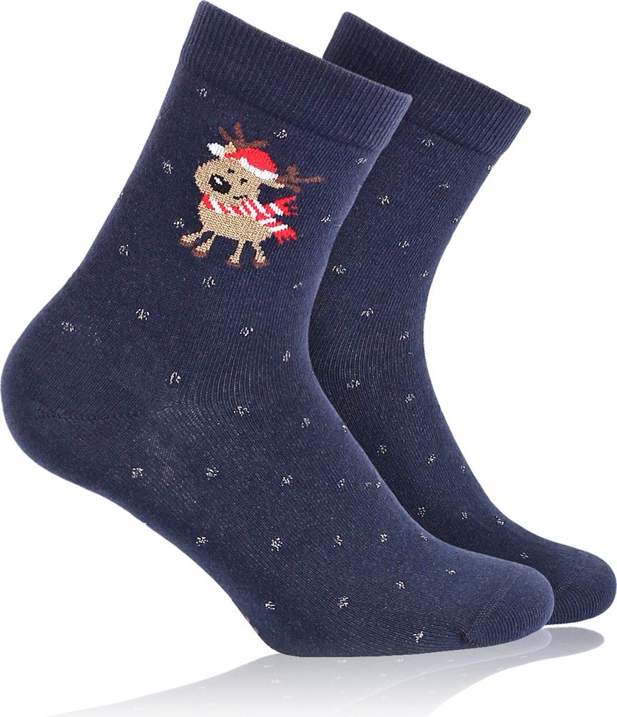 Dětské ponožky se zimním vzorem WOLA SOBÍK modré Velikost: 21-23 - obrázek 1