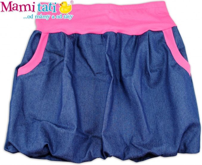Mamitati Mamitati Balónová sukně NELLY  - jeans denim granát/ růžové lemy, vel. M/L - obrázek 1