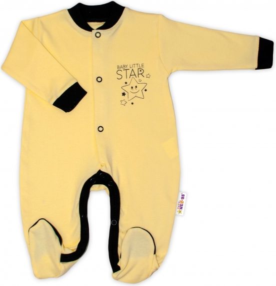 Baby Nellys Baby Nellys Bavlněný overálek Baby Little Star - žlutý, vel. 56 56 (1-2m) - obrázek 1
