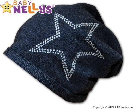 Bavlněná čepička Baby Nellys ® - Hvězdička/ stříbrný lem - obrázek 1