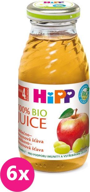 HIPP BIO Jablečno hroznová šťáva 6x200 ml - obrázek 1