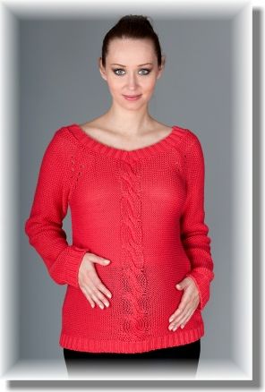 Be MaaMaa Těhotenský svetřík Tia - sytý korál - obrázek 1