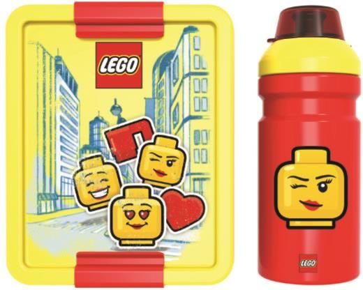 Lego Iconic Classic svačinový set (láhev a box) - červená/mo - obrázek 1