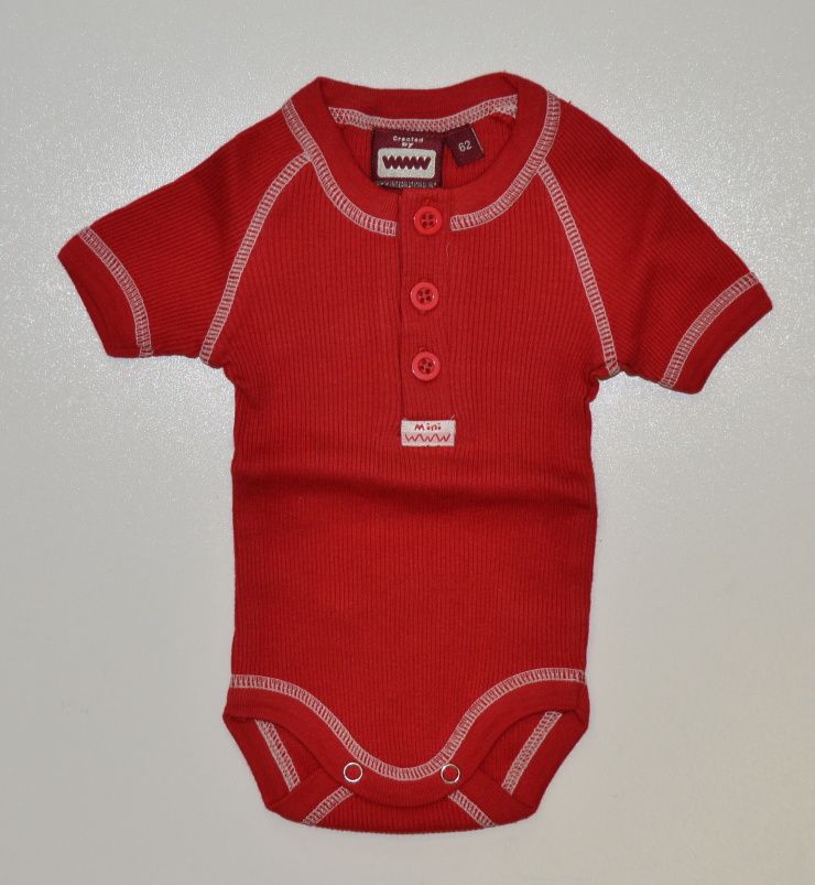Dětské body, WWW, elastické červené vel.62 Výprodej - obrázek 1