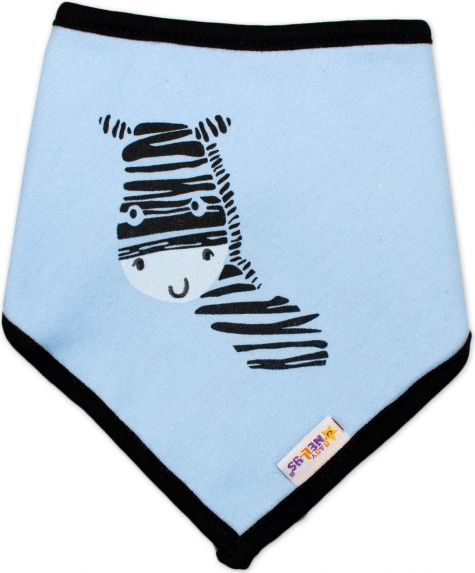 Baby Nellys Dětský bavlněný šátek na krk Baby Nellys, Zebra - modrý - obrázek 1