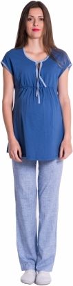 Be MaaMaa Těhotenské,kojící pyžamo - jeans/modrá, vel. XXL - obrázek 1