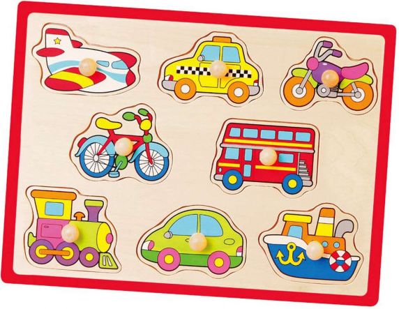 Dětské dřevěné puzzle s úchyty Viga Vozidla - obrázek 1
