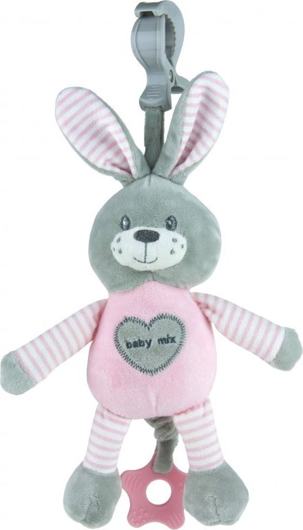 Plyšová hračka Baby mix melodický růžový králíček - obrázek 1